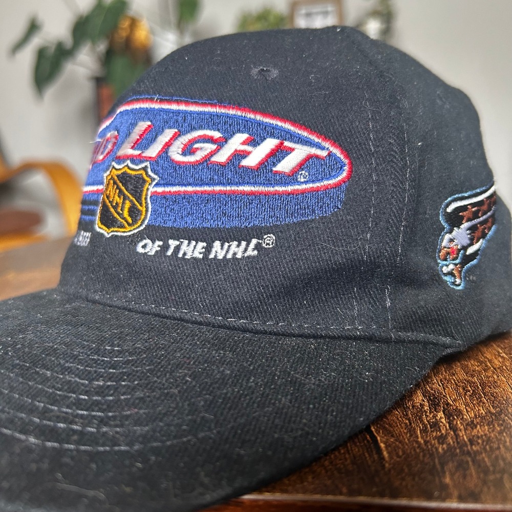 Bud Light Official Beer of the NHL Vintage Snapback Hat Black Nissin Cap NHL